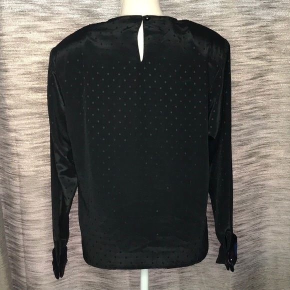 PETERS & ASHLEY VINTAGE BLACK POLKA DOT PULLOVER BLOUSE size 10 - Picture 8 of 11